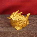 Gold Dragon Toad Figurine Handmade Entrance Living Room Decorative Ornaments Creative Tea Play Taoist Toad Art Crafts