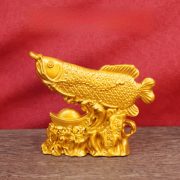 Creative Brass Office Home Wealth Attracting Golden Dragon Fish Tea Table Desktop Living Room Decoration Gift Craftwork