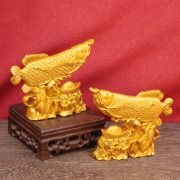 Creative Brass Office Home Wealth Attracting Golden Dragon Fish Tea Table Desktop Living Room Decoration Gift Craftwork - Image 2