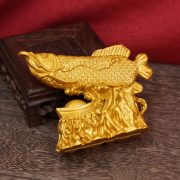 Creative Brass Office Home Wealth Attracting Golden Dragon Fish Tea Table Desktop Living Room Decoration Gift Craftwork - Image 3