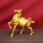 Golden War Horse Desktop Decoration Home Office Craftwork Metal Alloy Horse Success Zodiac Ornament