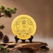 Sand Gold Eight Trigrams Mountain Sea Town Relief Carving Four Great Divine Beasts Tabletop Decoration Eight Trigram Mirror Ornament