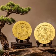 Sand Gold Eight Trigrams Mountain Sea Town Relief Carving Four Great Divine Beasts Tabletop Decoration Eight Trigram Mirror Ornament - Image 2
