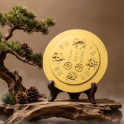 Sand Gold Eight Trigrams Mountain Sea Town Relief Carving Four Great Divine Beasts Tabletop Decoration Eight Trigram Mirror Ornament - Image 3