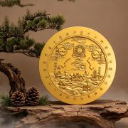 Sand Gold Eight Trigrams Mountain Sea Town Relief Carving Four Great Divine Beasts Tabletop Decoration Eight Trigram Mirror Ornament - Image 4