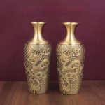 Bronze Fish Leaping Over The Dragon Gate Vase Creative Living Room Study Entrance Decorative Copper Ornaments For Flowers And Dried Flowers