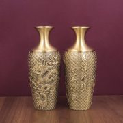 Bronze Fish Leaping Over The Dragon Gate Vase Creative Living Room Study Entrance Decorative Copper Ornaments For Flowers And Dried Flowers - Image 2