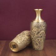 Bronze Fish Leaping Over The Dragon Gate Vase Creative Living Room Study Entrance Decorative Copper Ornaments For Flowers And Dried Flowers - Image 3