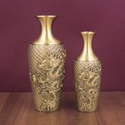 Bronze Fish Leaping Over The Dragon Gate Vase Creative Living Room Study Entrance Decorative Copper Ornaments For Flowers And Dried Flowers - Image 4