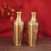 Bronze Small Vase Dried Flower Decorative Metal Living Room Creative Copper Palm Display Tabletop Decoration Antique Style Flower Holder