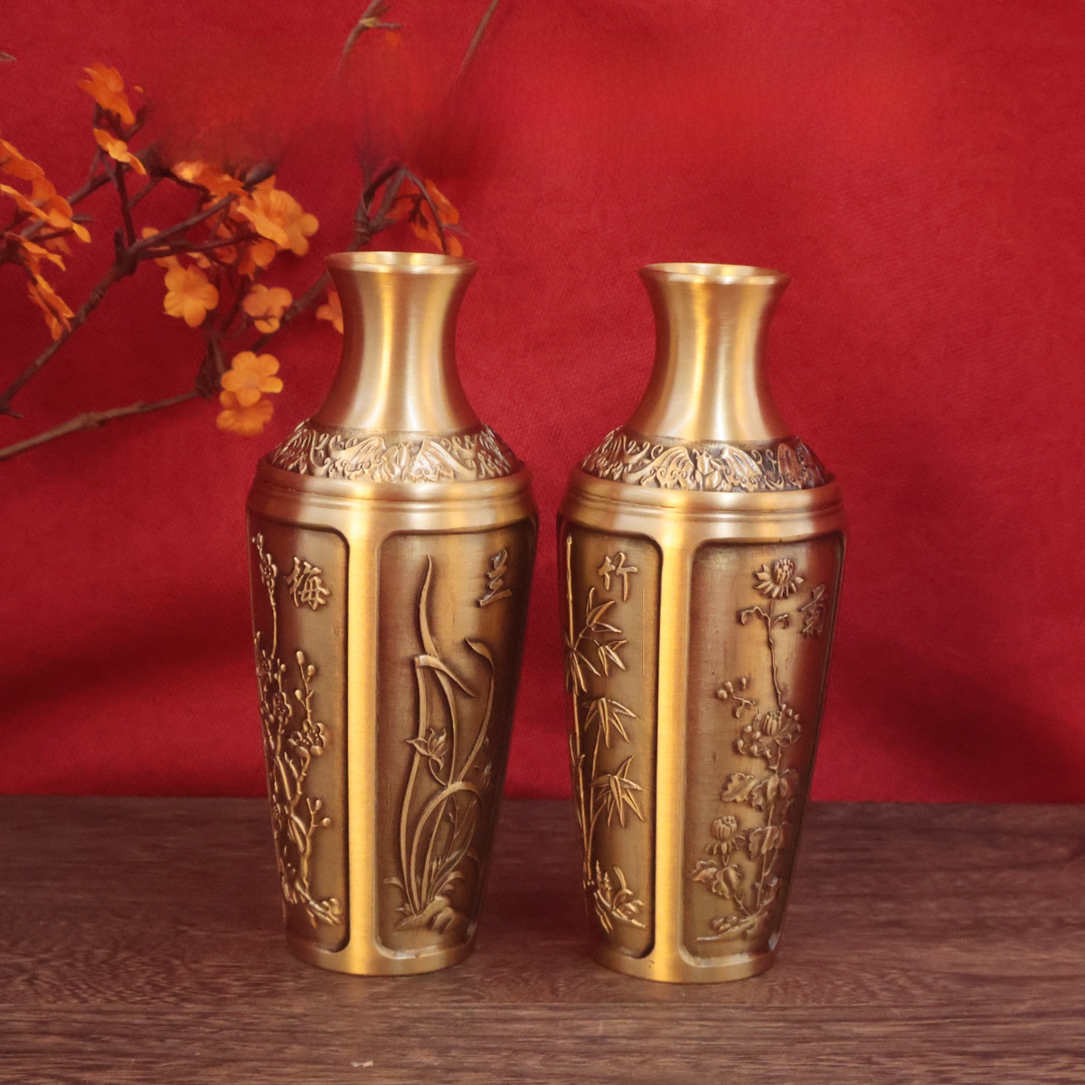 LA-979915967740_img0 Bronze Small Vase Dried Flower Decorative Metal Living Room Creative Copper Palm Display Tabletop Decoration Antique Style Flower Holder - Image 1