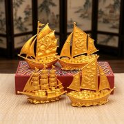 Double Dragon Lucky Sailboat Metal Ornament Home Office Desk Decoration Gift Custom Craft Sailing Boat Figurine - Image 2