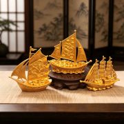 Double Dragon Lucky Sailboat Metal Ornament Home Office Desk Decoration Gift Custom Craft Sailing Boat Figurine - Image 3