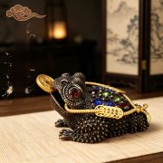 Bronze Hollow Three-legged Golden Toad Ornament With Diamond Home Office Decor Tea Pet Desktop Decoration Wealth Attraction - Image 3