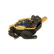 Bronze Hollow Three-legged Golden Toad Ornament With Diamond Home Office Decor Tea Pet Desktop Decoration Wealth Attraction - Image 4