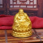 Nile Buddha Golden Seated Lotus Laughing Buddha Ornament Metal Craft for Living Room Office Entrance Customizable Gift