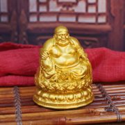 Nile Buddha Golden Seated Lotus Laughing Buddha Ornament Metal Craft for Living Room Office Entrance Customizable Gift