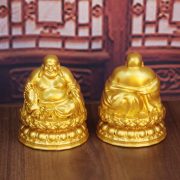 Nile Buddha Golden Seated Lotus Laughing Buddha Ornament Metal Craft for Living Room Office Entrance Customizable Gift - Image 3