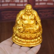 Nile Buddha Golden Seated Lotus Laughing Buddha Ornament Metal Craft for Living Room Office Entrance Customizable Gift - Image 4