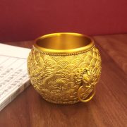 Bronze Cast Golden Tiger Head Dragon Vase Double Dragon Pearl Play Carving Wealth Attraction Ornamental Crafts Display Piece - Image 4