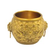 Bronze Cast Golden Tiger Head Dragon Vase Double Dragon Pearl Play Carving Wealth Attraction Ornamental Crafts Display Piece - Image 5
