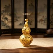 Bronze Hollow Carved Gourd Ornament Wealth Attraction Living Room Decor Entrance Hall Office Decoration Wholesale - Image 2