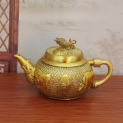 Bronze Five Bull Teapot Rotating Desktop Decoration for Living Room Office Handmade Copper Artifacts Tea Pot Ornament