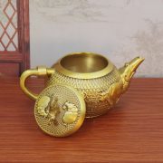 Bronze Five Bull Teapot Rotating Desktop Decoration for Living Room Office Handmade Copper Artifacts Tea Pot Ornament - Image 2