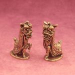 Antique Style Brass Lion Dance War Drum Wakeshi Miniature Solid Vintage Collectible Tabletop Ornament Chinese Traditional Culture