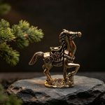 Retro Bronze Lucky Horse Figurine With Tuo Yuan Bao Copper Coin Success Craft Home Office Decorations Custom Metal Work