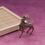 Solid Brass Deer Figurines Pair Vintage Stylized Fawn Decorative Ornaments Wealth At Every Step Copper Artistry Home Decor