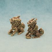 Retro Bronze麒麟 Figurines Wealth Attracting Fortune Bringer Desktop Tea Pets Pair Zen Enlightenment Bronze Ornaments - Image 2