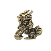 Retro Bronze麒麟 Figurines Wealth Attracting Fortune Bringer Desktop Tea Pets Pair Zen Enlightenment Bronze Ornaments - Image 5