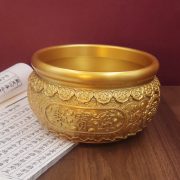 Lucky Fortune Yellow Bronze Money Box Business Opening Decorative Item For Shop Home Living Room Decoration Rice Drum - Image 4