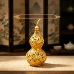 Bronze Hollow Carved Dragon And Phoenix Gourd Artistic Decorations Creative Living Room Tabletop Entranceway Ornaments