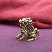 Retro Pure Brass Qilin Pair Desktop Ornaments Chinese Trend Tea Pet Decorative Collectible Antique Copper Crafts Wholesale