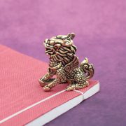 Retro Pure Brass Qilin Pair Desktop Ornaments Chinese Trend Tea Pet Decorative Collectible Antique Copper Crafts Wholesale - Image 3
