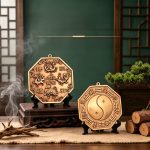 Bronze Eight Trigrams Board Decorative Ornaments With Four Divine Beasts Tai Chi Eight Trigrams Household Entrance Tabletop Decoration