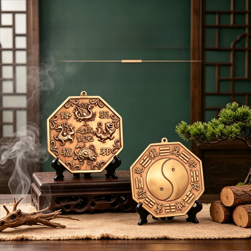 LA-998645471021_img0 Bronze Eight Trigrams Board Decorative Ornaments With Four Divine Beasts Tai Chi Eight Trigrams Household Entrance Tabletop Decoration - Image 1