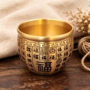 Large Size Pure Brass Ornament Office Decorative Item Fine Carving Lucky Character Bronze Rice Tub Wealth Attracting Copperware - Image 2