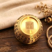 Large Size Pure Brass Ornament Office Decorative Item Fine Carving Lucky Character Bronze Rice Tub Wealth Attracting Copperware - Image 4