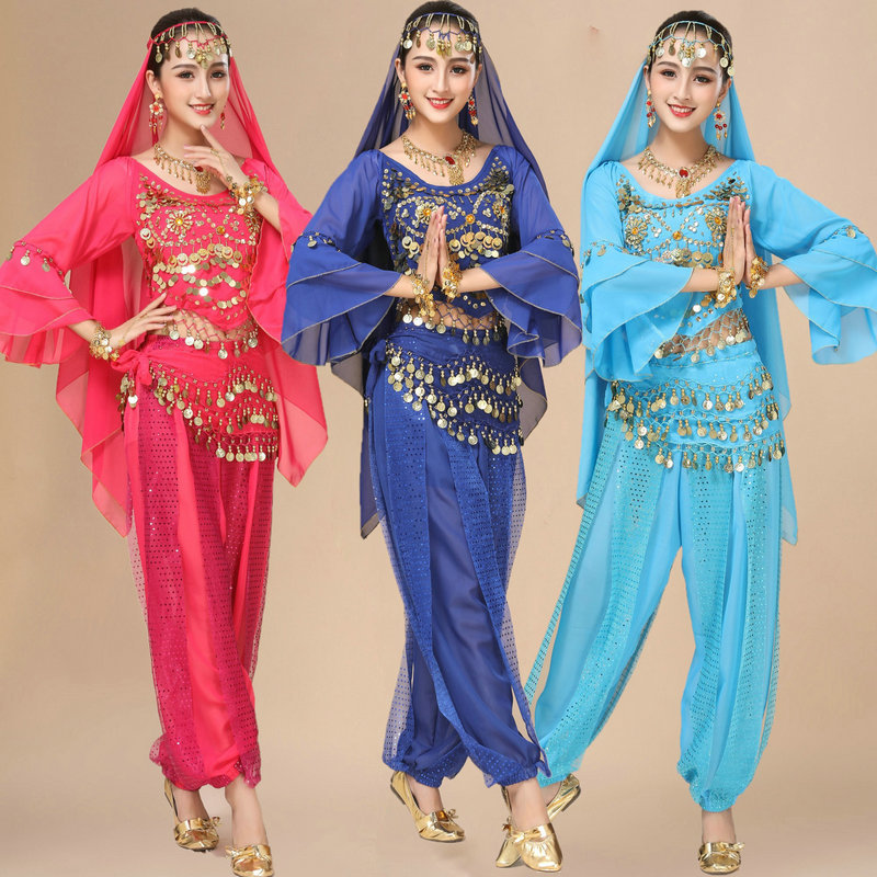 10258824538_1227612701.jpg Indian Dance Costume Adult Women's Belly Dance Performance Outfit New Bell Sleeve Ethnic Style Stage Show Costume - Image 1
