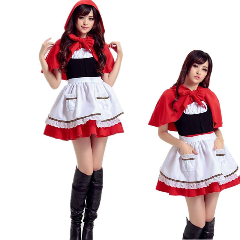 10443857983_1942246859.jpg Halloween Little Red Riding Hood Role-playing Anime Party Costume Cosplay Game Uniform Maid Servant Outfit Adult Stage Performance Costume - Image 1