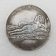Antique Style Italian Mona Lisa Brass Plated Silver Custom Metal Medal Badge Handmade Artistic Souvenir Wholesale #0137 - Image 2