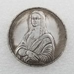 Antique Style Italian Mona Lisa Brass Plated Silver Custom Metal Medal Badge Handmade Artistic Souvenir Wholesale #0137