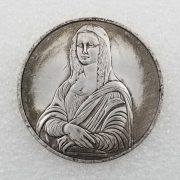 Antique Style Italian Mona Lisa Brass Plated Silver Custom Metal Medal Badge Handmade Artistic Souvenir Wholesale #0137