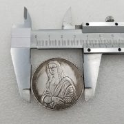 Antique Style Italian Mona Lisa Brass Plated Silver Custom Metal Medal Badge Handmade Artistic Souvenir Wholesale #0137 - Image 4