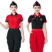Spring New Short Sleeve Set Sailor Dance Costume Turn Collar Half Sleeve T-Shirt Women Square Dance Performance Outfit - Image 5