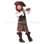 Stock Halloween Children's Performance Costume Girls Pirate Outfit Stage Performance Skirt Caribbean Pirate Dress