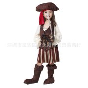 Stock Halloween Children's Performance Costume Girls Pirate Outfit Stage Performance Skirt Caribbean Pirate Dress - Image 3